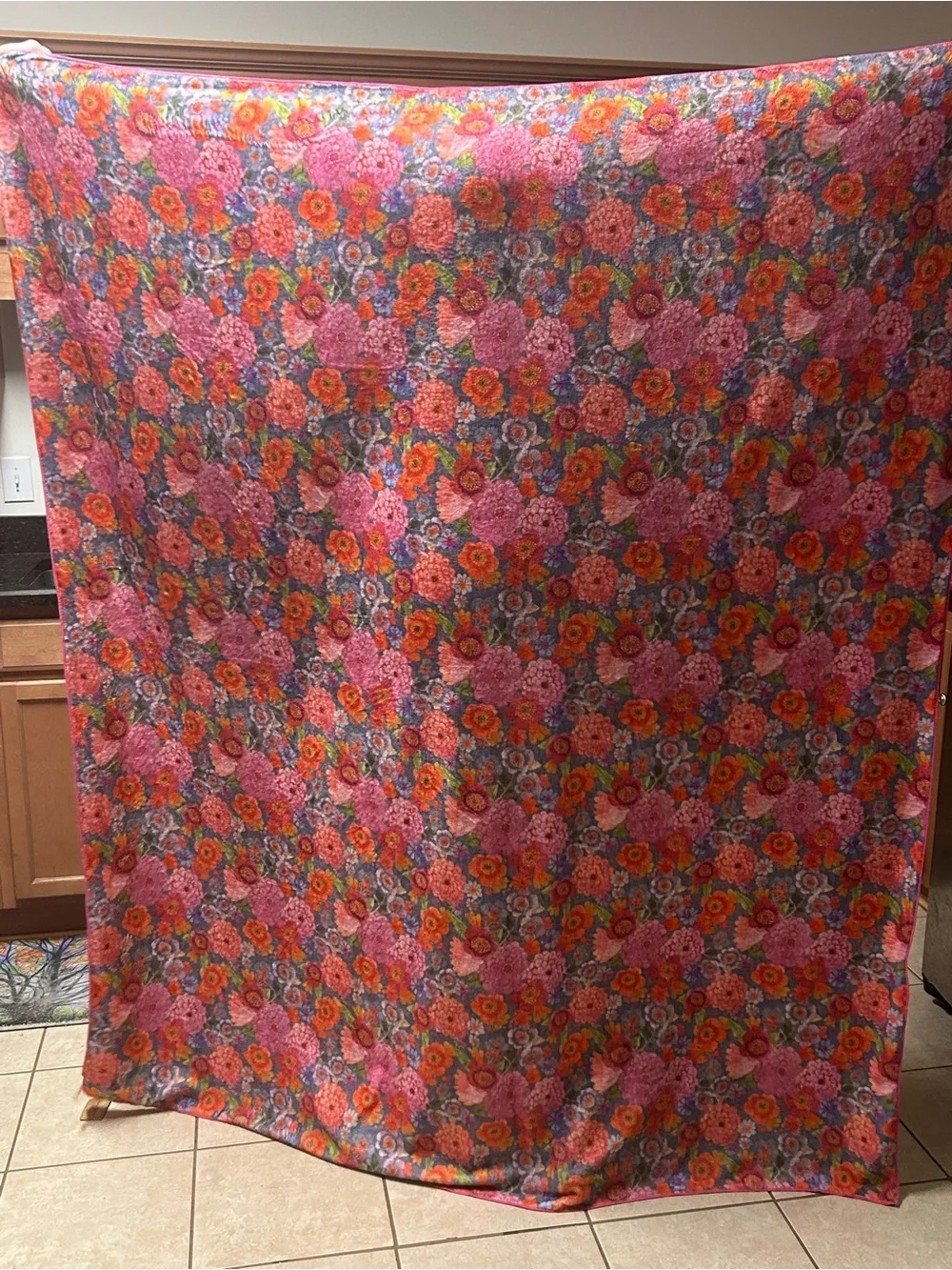 NATURAL LIFE XL Multicolor Floral Patchwork Throw with Heart Motifs